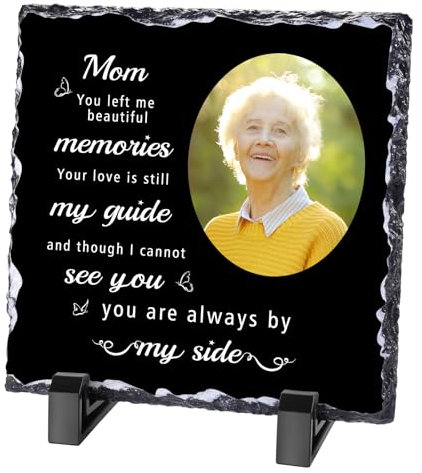 WACAR Plaque commémorative personnalisée, cadre en ardoise avec texte photo, cadeaux commémoratifs personnalisés pour la perte d'un être cher, décorations de cimetière pour tombe