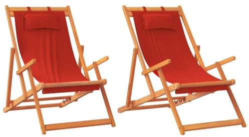 vidaXL Klappstühle, 2 Stück, roter Stoff