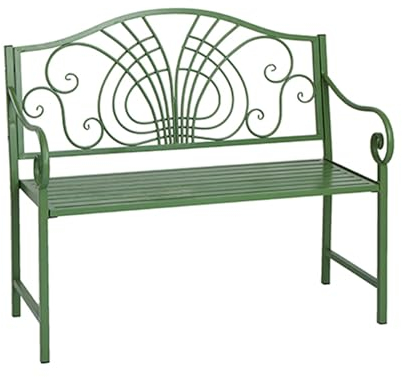 Sljovexity 110cm 2 Sitzer Eisenbank Garten Antik, Gartenbank Metall Wetterfest Mit Rückenlehne & Armlehne, 200kg Belastbar Ultra Stabile Parkbank Terrassenbank, Metallbank Outdoor, Für Balkon