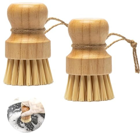 RXKFIGX Cepillo de Palma 2 Piezas Cepillo para Platos Cepillo de Verduras Madera para Lavar Platos Cepillo para Lavar Ollas Cepillo para Fregadero para Fregadero Cepillo de Lavar de Bambú