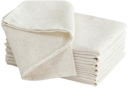 Laura Ashley Dothan Luxuriöse Tischdecke aus Leinen-Mischgewebe für formelle Abendessen, Urlaub, Hochzeit oder Party, 8 Stück, Taupe
