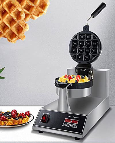 QXIWAOE Gaufrier Belge Rotatif 1300 W, Machine à gaufres rotative avec plaques antiadhésives, contrôle Automatique de la température, idéal pour Les gaufres sucrées et salées/Belges