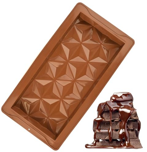 ETUCYNG Heat Resistant Dubais Chocolate Bar Mould Deep, Diamond Large Chocolate Bar Mould, Silicone Chocolate Mould, Deep Chocolate Bar Moulds Silicone, Won't Easily Deform