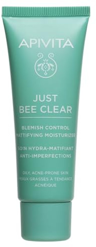 Apivita Just Bee Clear Crema Idratante Opacizzante Anti-Imperfezioni Per Pelle Grassa, Acne, Macchie E Brufoli 40ml - Crema Per Il Viso Con Propoli Amc Brevettata E Acido Salicilico Vegetale