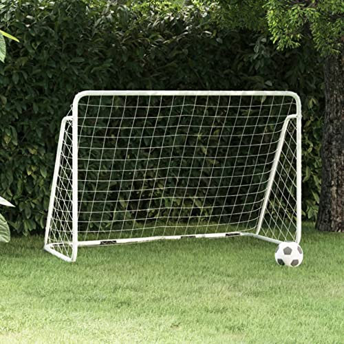 LAPOOH Fußballtor mit Netz, Fussballtor, Fussball Tor, Fußballtornetz, Soccer Goal, Fußball Tore, Weiß 180x90x120 cm Stahl