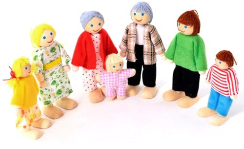 BDSHUNBF Puppenhaus Familie Set - 7 Stück Figuren Spielset für Zubehör und Geschenk