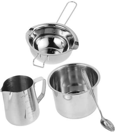 Beaupretty Wax Melt Pot Double Boiler Insert for Melting Mixing Spatula Soy Wax Melting Pot Non-Slip Base Heat Resistant Handle