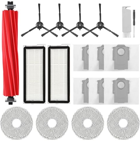 Accessoires de Rechange pour Roborock Q Revo S, Qrevo Pro, Qrevo Plus | Robot Aspirateur, 1 Brosse Principale, 4 Brosses Latérales, 2 Filtres HEPA, 4 Lingettes, 6 Sacs à Poussière