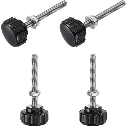 QUARKZMAN 4 Stück Rändelschraube mit Gewinde M4 x 35mm Rundkopfschraube mit Muttern Unterlegscheiben, Flügelschrauben Edelstahl 304 Klemmhebel 18mm Klemmknöpfe für Maschine