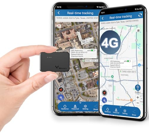 4G Mini GPS Tracker, Magnetischer Fahrzeugortungsgerät Autotracker mit ABO Unbegrenzte Entfernung DE & Weltweit Echtzeit-Tracking und Alarm 60 Tage Standby Locator für Auto, Kinder, Senioren