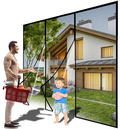 Zanzariera Magnetica per Porte, 350x255cm Nero Varie Taglie, Versione aggiornata, Tenda Zanzariera, Maglia Fine, Adatto per balconi, cantine, camere da letto e porte scorrevoli