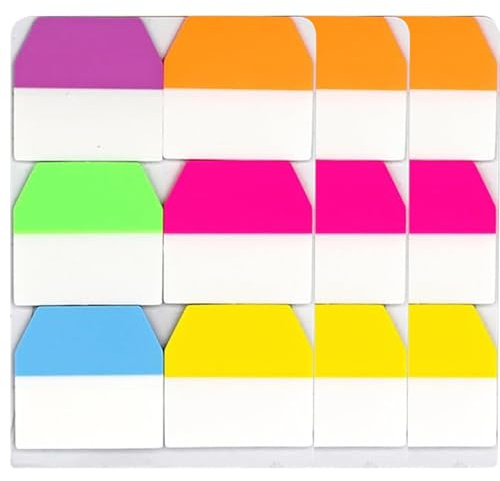 360 Pcs Sticky Index Tabs, Writable Repositionable Page Markers Labels, 6 Colors for Office, School, Reading Notes, Books, Classifying Files, Annotation, Divider Tabs and Planner Supplies