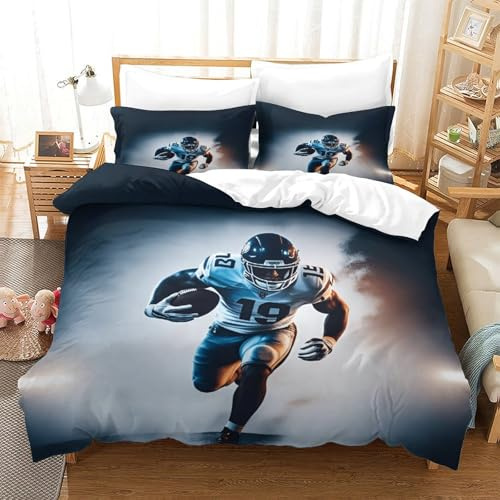 LILIlaobiao Football américain Fermeture À Glissière Parure De Lit Doux Et Souple Rugby Linge De Lit Finesse Literie Lavable Comfort Cover Différentes Tailles Housse De Couette Double（200x200cm）