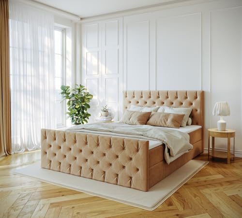 Imebel Boxspringbett 180x200 mit Bettkasten - Bett mit Matratze und 2 Bettkästen - Schlafzimmerbett mit Topper - Bequemes und Elegantes Doppelbett für das Schlafzimmer