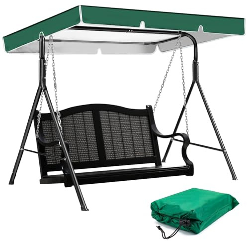 UVVRUR Hollywoodschaukel Dachbezug Hollywoodschaukel Ersatzdach Hollywoodschaukel 3 Sitzer 210 x 145 cm 420D Oxford-Tuch, Wasserdicht Universal Dach für Garten-Schaukel Dachplane Ersatzdach (Grün)