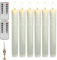 Huybaa bougie à led,lot de 6 bougies vacillantes sans flamme,deux télécommandes,19 cm,ivoire,bougies de fenêtre LED à piles (2,2 cm de diamètre),bougie led telecommande