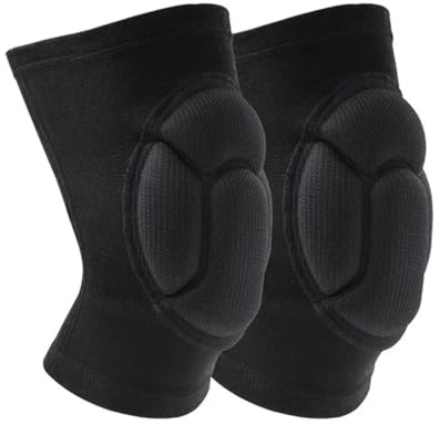 WWPMNQD Knee Support 1 Pair Protective Knee Pads Thick Sponge Football Volleyball Anti-Slip Elastic Kneepad Brace(Black,M(40-65kg))