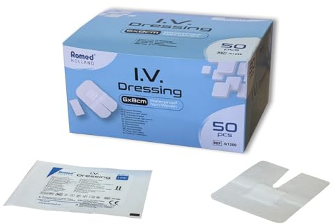 Romed I.V. Kanülenverband, 6 x 8 cm, 1 x 50 Stück, steril, wasserfest, Vlies