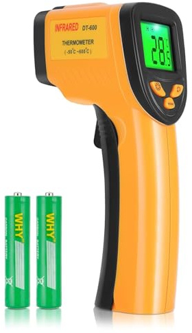 Thermomètre Infrarouge Pistolet de Température Laser -50°C ~ 600°C(-58°F ~ 1112°F), Emissivité Réglable, Idéal pour Cuisine, Barbecue, Four, Frigo Professionnel, Pizza, Viande(Pas pour L'homme）