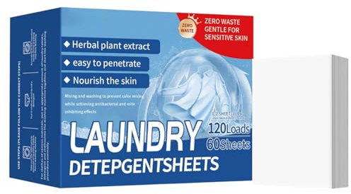 Bandes de lessive, 120 lavages, lingettes détachantes | Papier de nettoyage au parfum frais pour les voyages, les aventures, la maison, l'hôtel, l'extérieur, le quotidien