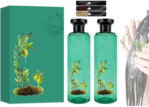 Tintura per capelli con olio essenziale botanico a lunga durata, formula delicata per capelli a base vegetale per copertura, estratti vegetali, additivi colorati con shampoo nutriente (Natural Black)
