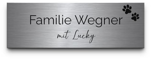 Namensschild Briefkasten Edelstahl V2A gebürstet personalisiert mit Gravur - ab 9x3 cm - Klingelschild Türschild Briefkastenschild - selbstklebend o. mit Bohrung - große Motiv Auswahl