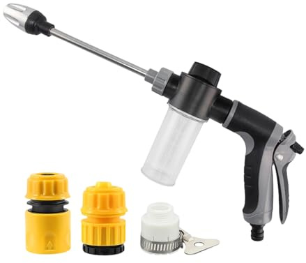 Boquilla manguera alta presión | eléctrica | Rociador manguera eléctrico giratorio 360° con modos rociado y recipiente espuma | Boquilla mangueras agua jardín para perro coche patio