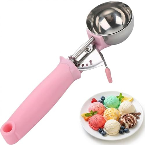 Ice Cream Scoop with Trigger Premium Release Stainless Steel Potato Scooper | Cookie Scoop for Mashed potatoes,Ice Cream,Fruits, Meatballs Ergonomic Non-Slip Grip Dishwasher Safe Multi-Functional