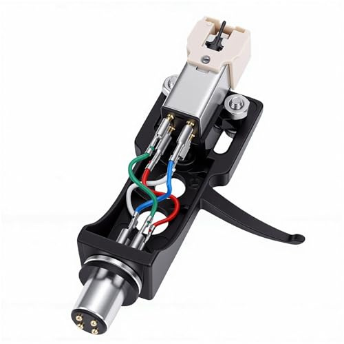 Bewinner Cabezal de Tocadiscos Negro con Aguja de Cartucho Magnético AT 3600L para Serie SL D1 SL D2 D3, Kit de Reemplazo de Tocadiscos de 4 Pines de Aleación de Aluminio