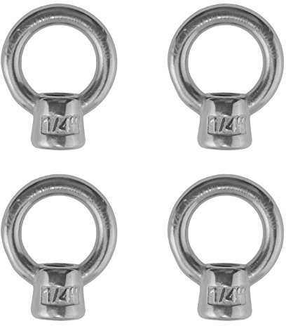 US Stainless 4 Pieces Stainless Steel 316 Lifting Eye Nut 1/4 UNC Marine Grade Pitch of 20