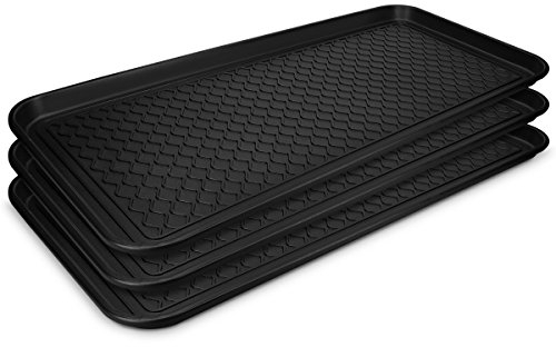 Navaris 3er Set XL Schuhablage Schuhabtropfschale - Schuhmatte Abtropfmatte - Abtropfmatte Schuhe - Schuhtablett Abtropfschale Groß - Schuhwanne - Abtropfschalen Schuh - Schwarz