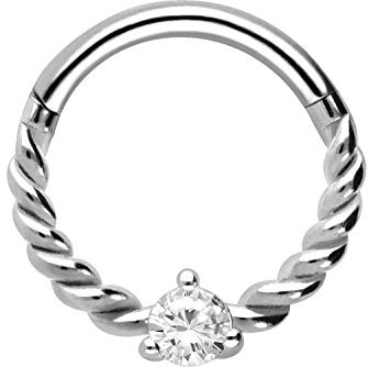 PIERCINGLINE Chirurgenstahl Segmentring Clicker | KRISTALL + GEDREHT | Piercing Ring Nase Septum Ohr Helix Tragus | Farbauswahl