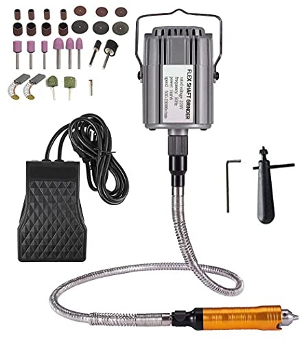 Seababyhouse Rotary Tool Flex Shaft Hanging Grinder Carver Electric Multi-Function Metalworking Tools Repair Kit, Foot Pedal Control, 780W Strong Power, Metal Flexible Shaft, 23000 RPM