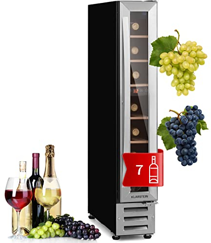 Klarstein Cantinetta Vino Design da Incasso, Cantinetta Vino Refrigerata a Zona Singola per Vino Rosso, Bianco e Birra, Controlli Touch, Frigo Vino Cantinetta per Esterno/Interno, 20L, 7 Bottiglie