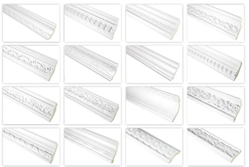 HEXIM Stuckleisten gemustert PU Polyurethane Stuck Dekorbau für Wand und Decke | 10 Meter FH9385 60x80mm Restposten | Deckenzierleisten Eckleisten