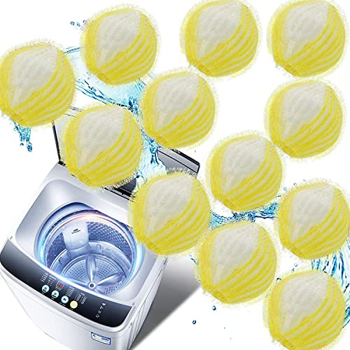 UpdateClassic Tierhaarentferner Waschmaschine, 12 Stücke für die Wäsche, Waschbälle Fusselentferner, Und Wiederverwendbar Waschmaschinen-Haarfänger, 0010, Hellgelb