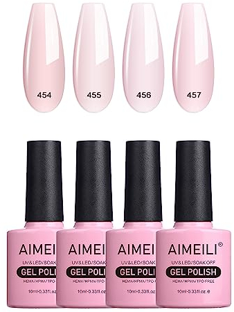AIMEILI UV LED Gellack mehrfarbig ablösbarer Gel Nagellack Nude Gel Nail Polish Set - 4 x 10ml - Kit Nummer 20
