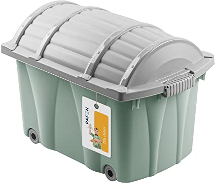 PAFEN Piraten Spielzeugkiste 49l mit Rollen - Schatzkiste 58 x 38,5 x 37,5cm - Spielzeugbehälter Aufbewahrungsbox für Kinder Ordnungsbox, Grün