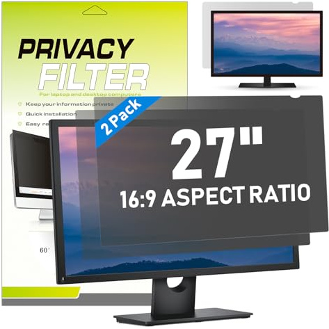 LAMA [2 PACK] 27 Inch Universal Computer Privacy Screen Filter for 27 Monitor, Anti-Blue Light/Anti-Glare&UV, Privacy Screen Protector (WxH:23.54x13.26), Eye Protection(16:9)