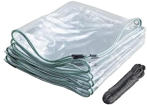 XINGWANGG wasserdichte Transparente PVC Plane Faltbar Wetterfeste Vordächer,Regenschutz Abdeckplane für Außenbereich Gartenmöbel Pflanzen Gewächshaus Pavillon Dach,mit Seil,anpassbar (2.5 * 5.5m)