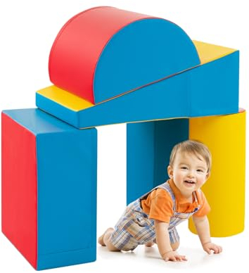 LIFEZEAL Blocchi morbidi per arrampicata e scivolo, blocchi in schiuma PU & EPE per bambini, mattoncini giganti, multicolore, per cameretta dei bambini e asilo (stile 2)