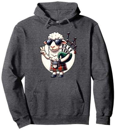 Mouton amusant portant un kilt à motif écossais cornemuse Sweat à Capuche
