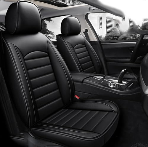 LOKORI Auto Sitzbezüge Sets,Für VW Golf VII Sportsvan 2017-2020 Leder Schonbezüge sitzschoner vorne und hinten Wasserdicht Verschleißfest Innenraum Accessories,A-Black Style