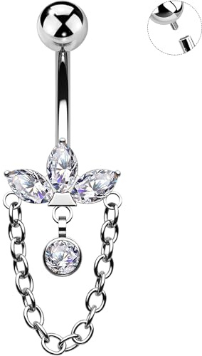 OUFER Body Piercing Bauchnabelpiercing Internally Navel Bars Titan Belly Button Bars Piercing 14G Navel Piercing Jewellery Dangle Nabelpiercing