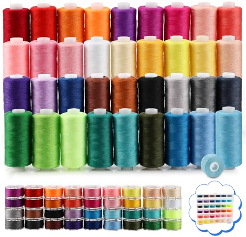 NäHgarn Set NäHmaschinengarn 400 Yard 36 Farben NäHgarn FüR NäHmaschine Und 36 Unterfadenspulen Verschiedene Beliebte Und Standardfarben Aus Polyester FüR Overlock-NäHmaschinen NäHset Grundausstattung
