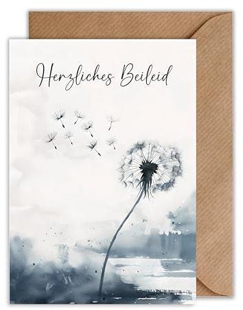 WBdesignz Trauerkarte mit Umschlag - Beileidkarte Pusteblume Herzliches Beileid - Kondolenzkarte Trauer Karte Beerdigung (DIN A6)