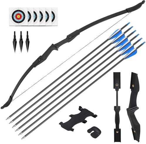 Northspoor Recurvebogen und Pfeil-Set, Takedown-Recurvebögen, Bogenschießen für Erwachsene, Links- und Rechtshänder, 40 lbs Langbogen,Geeignet für Bogenschießziele im Freien