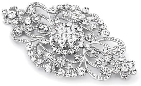 ZKGYUS Broche Fantaisie en Cristal Autrichien Claire - Couronne Argentée pour Homme et Femme - Magnifique Bouquet de Fleur Vintage pour Mariage