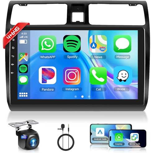 Rimoody 4+64G trådlös Carplay bilradio för Suzuki Swift 2003–2010,10 tum HD Android 13 bilradio med Android Auto Navi GPS Mirror Link Bluetooth WiFi/FM/RDS/EQ/SWC/USB bakkamera