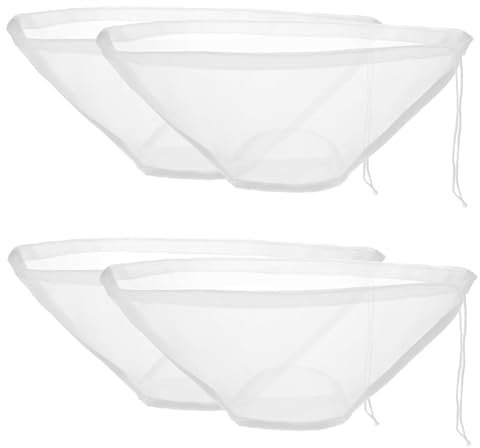 Cheese Cloth 4 Pieces Cheese Cloths Bags, Bowl-Shaped Nylon Nut Milk Bag Reusable Filter Cloth Cold Brew Bag Fine Mesh Cheese Cloths for Straining Almond Milk Tea Juice Yogurt Grape Wine Straining